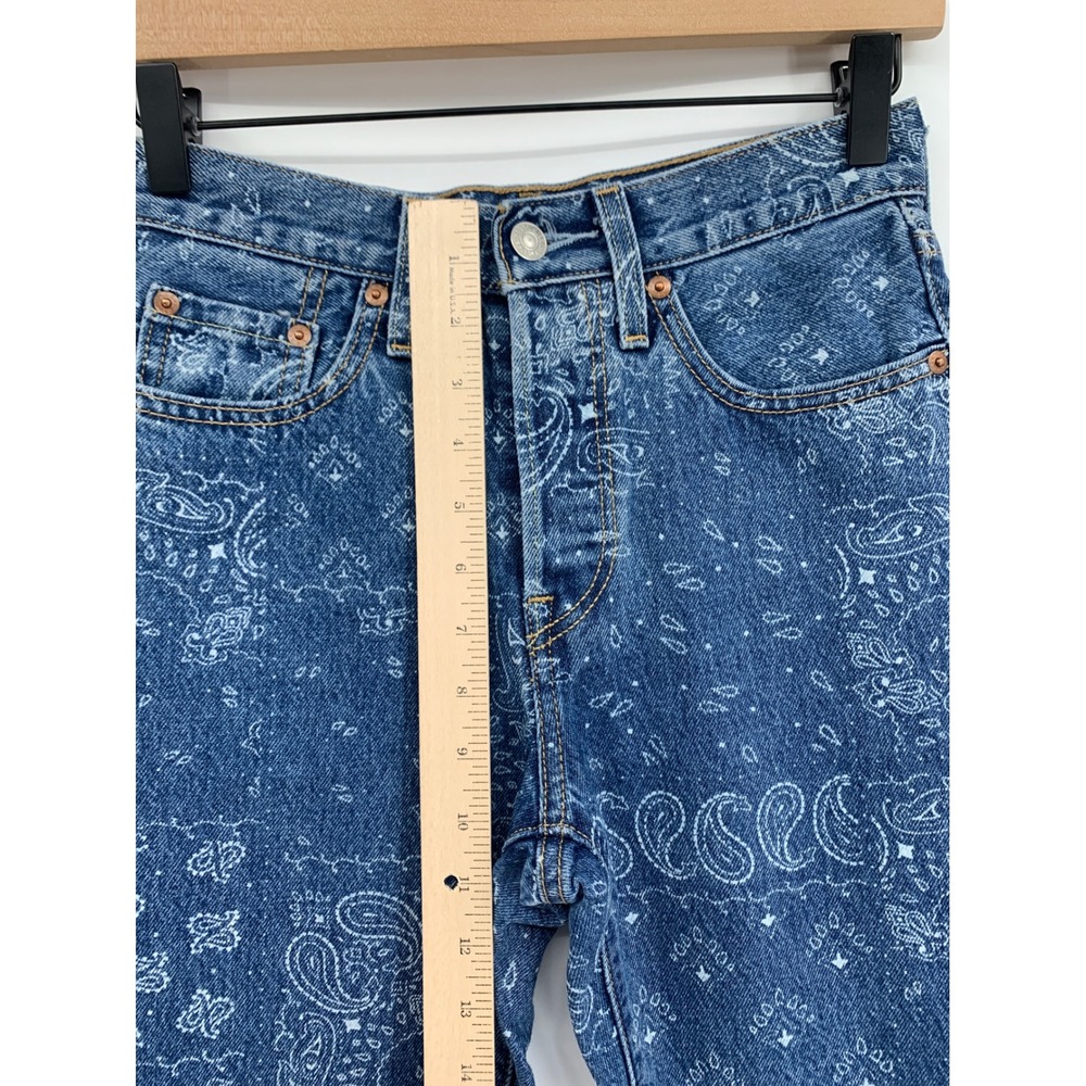 Levis 501 Paisley Jeans Womens 24 Blue Paisley Print Button Fly Denim (24x30) - Picture 9 of 12